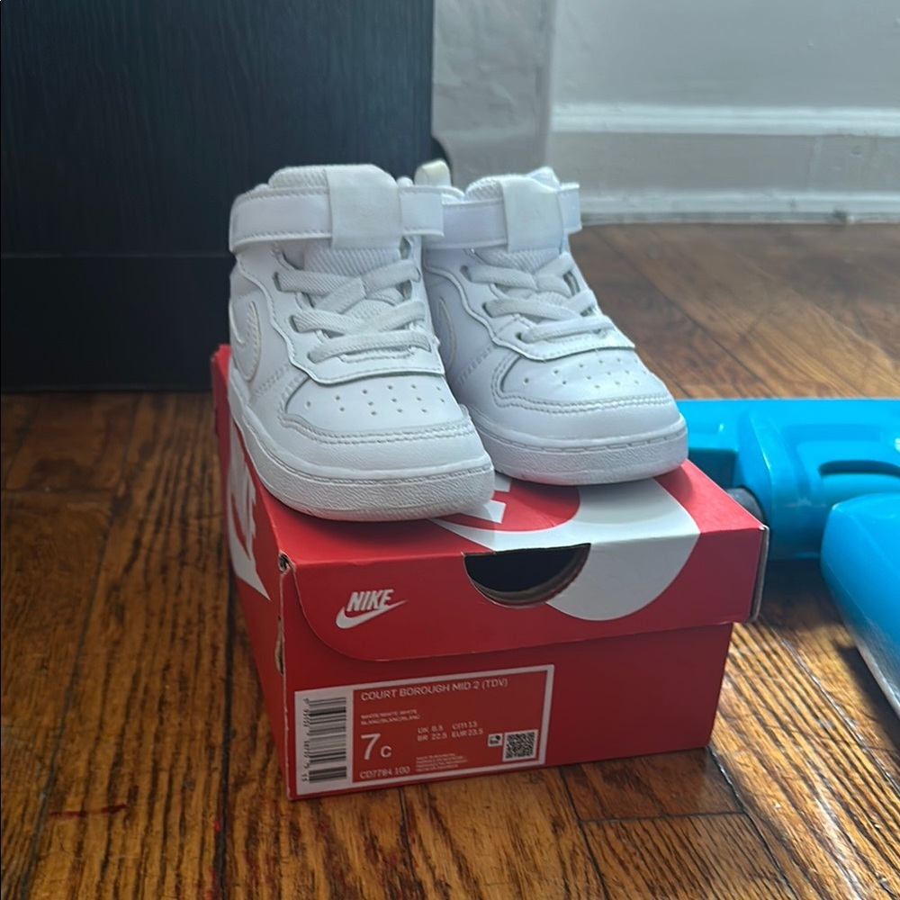 Nike Kids Court Borough Mid 2 White Shoes
